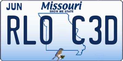MO license plate RL0C3D