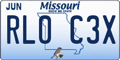MO license plate RL0C3X