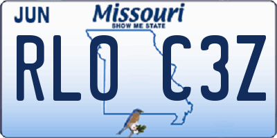 MO license plate RL0C3Z