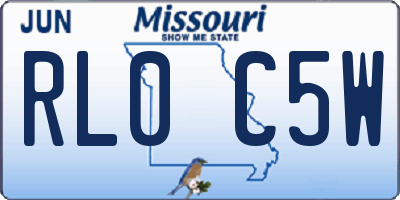 MO license plate RL0C5W