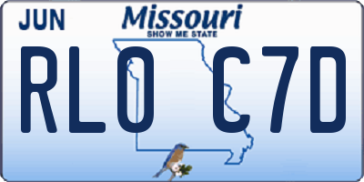 MO license plate RL0C7D