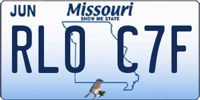 MO license plate RL0C7F