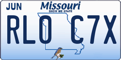 MO license plate RL0C7X