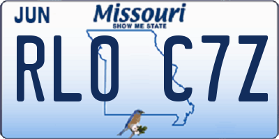 MO license plate RL0C7Z