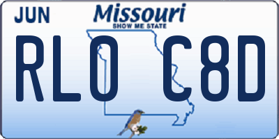MO license plate RL0C8D