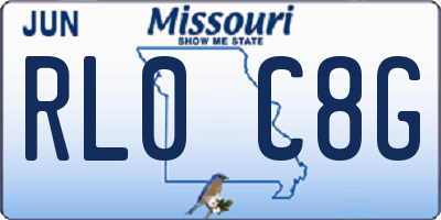 MO license plate RL0C8G