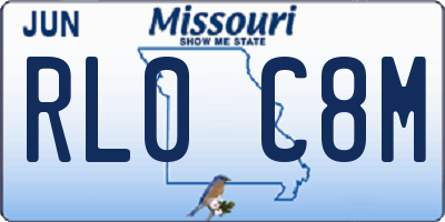 MO license plate RL0C8M