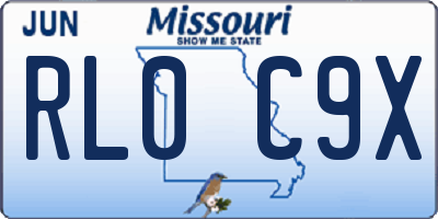 MO license plate RL0C9X
