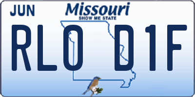 MO license plate RL0D1F