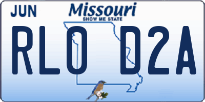 MO license plate RL0D2A