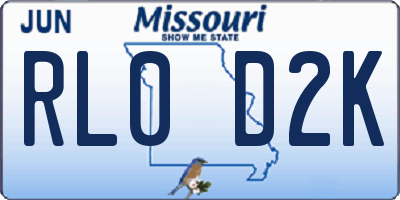 MO license plate RL0D2K