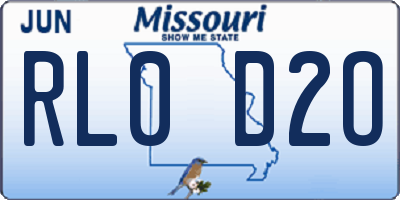 MO license plate RL0D2O