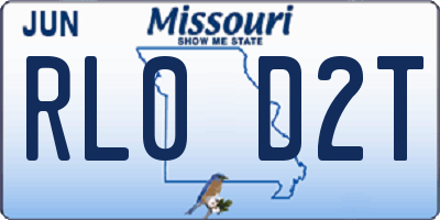MO license plate RL0D2T