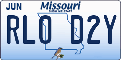MO license plate RL0D2Y