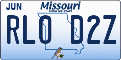 MO license plate RL0D2Z