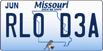 MO license plate RL0D3A