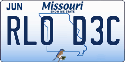MO license plate RL0D3C