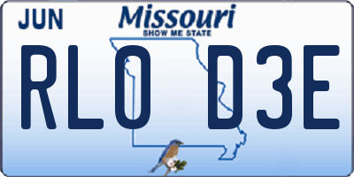 MO license plate RL0D3E