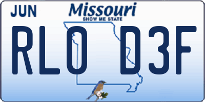 MO license plate RL0D3F