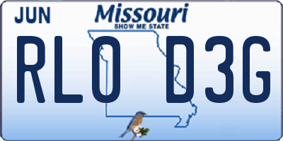 MO license plate RL0D3G