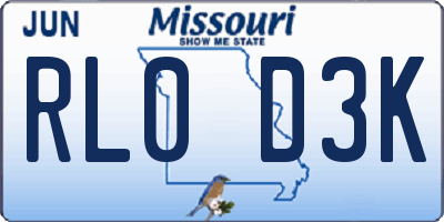MO license plate RL0D3K