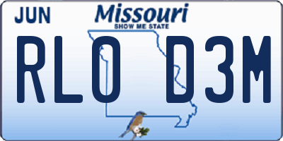 MO license plate RL0D3M