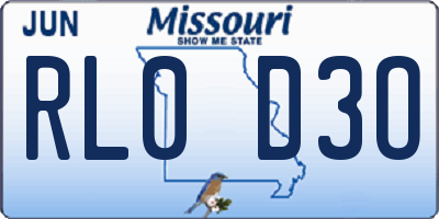 MO license plate RL0D3O