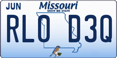 MO license plate RL0D3Q