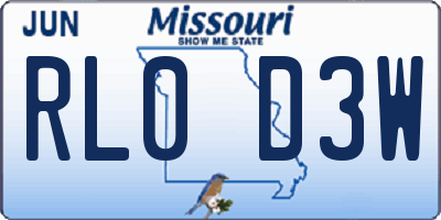 MO license plate RL0D3W