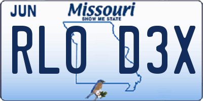 MO license plate RL0D3X