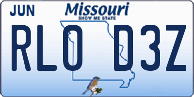 MO license plate RL0D3Z