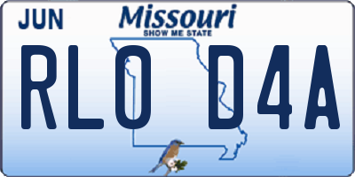 MO license plate RL0D4A