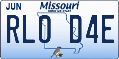 MO license plate RL0D4E