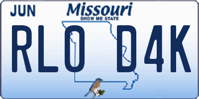 MO license plate RL0D4K
