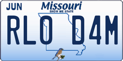 MO license plate RL0D4M