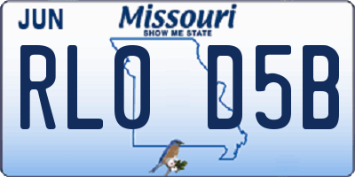MO license plate RL0D5B