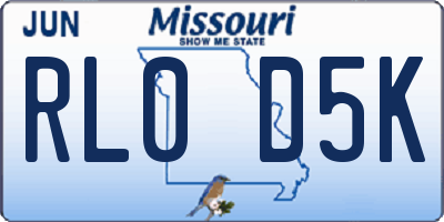 MO license plate RL0D5K