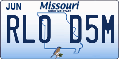 MO license plate RL0D5M