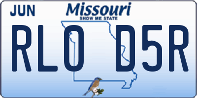 MO license plate RL0D5R