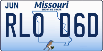 MO license plate RL0D6D