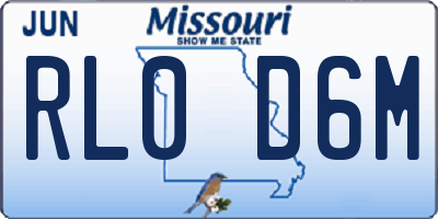 MO license plate RL0D6M