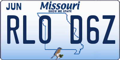 MO license plate RL0D6Z