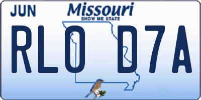 MO license plate RL0D7A