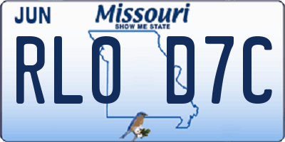 MO license plate RL0D7C