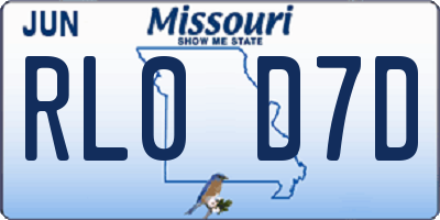 MO license plate RL0D7D