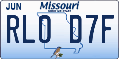 MO license plate RL0D7F