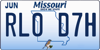MO license plate RL0D7H