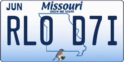 MO license plate RL0D7I