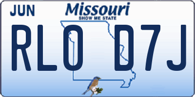 MO license plate RL0D7J