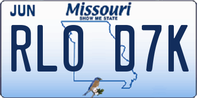MO license plate RL0D7K